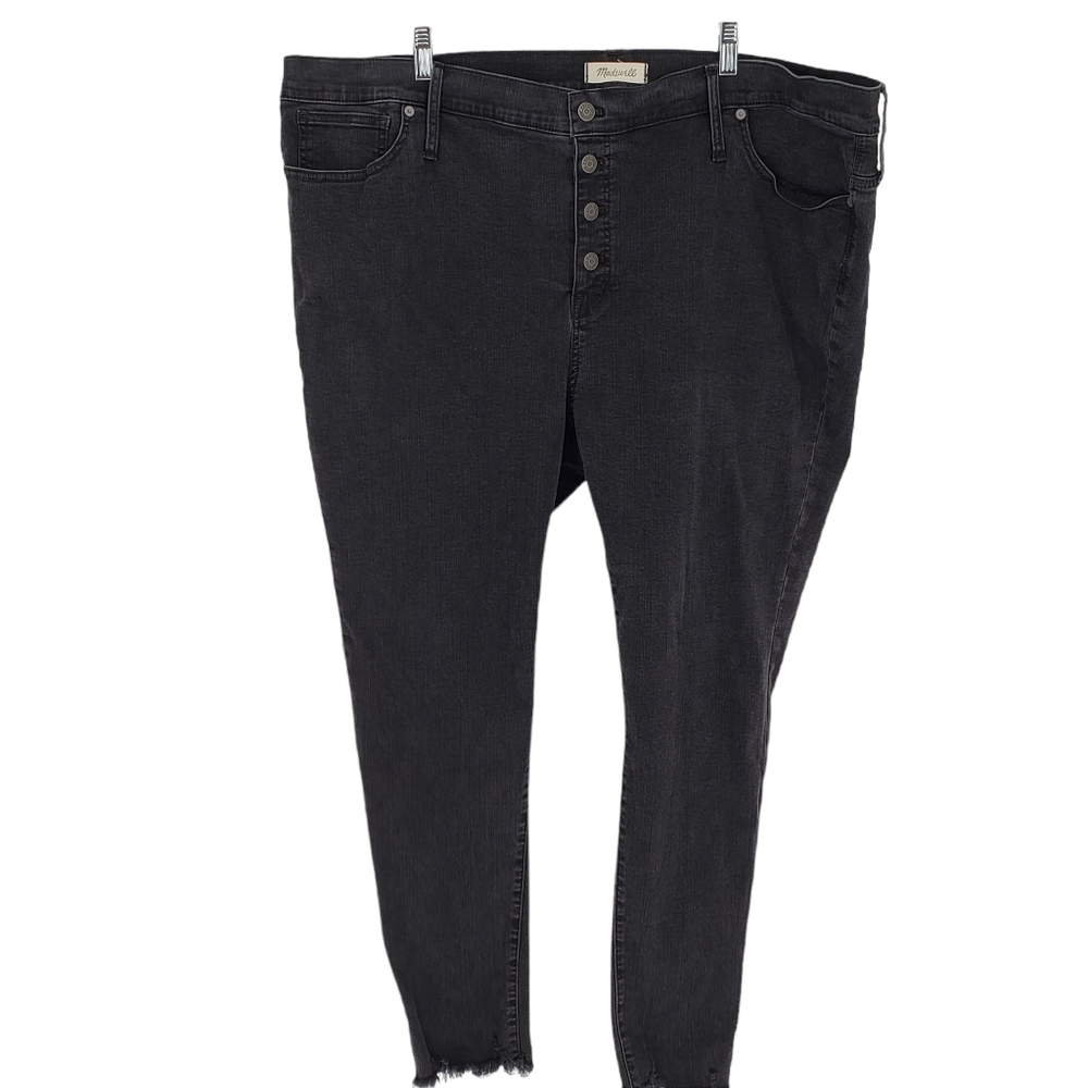 Madewell 9" mid-rise skinny button fly raw hem Black jeans Size 37